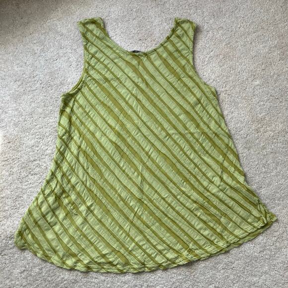 Green mesh striped tank top fairycore bohemian hippie - Picture 2 of 6